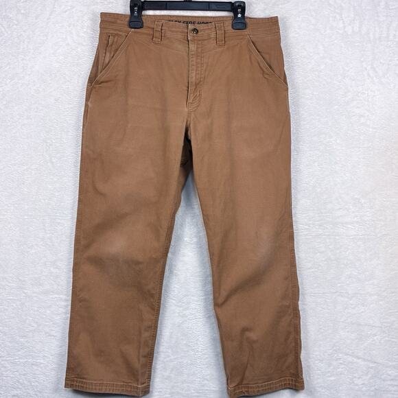 Duluth Trading Flex Fire Hose Relaxed Fit Pants Mens 38x30 (36x29) Brown Utility - Picture 1 of 10